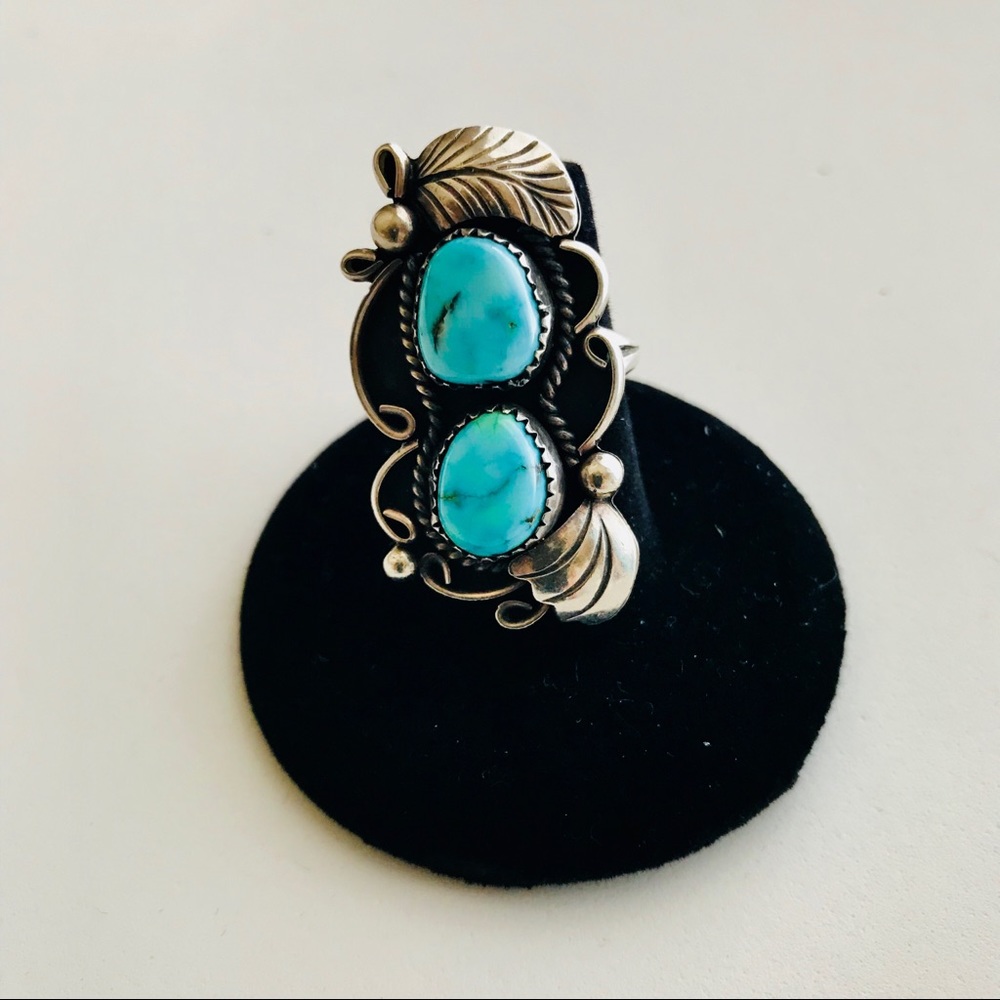 Antique turquoise and  sterling silver ring.